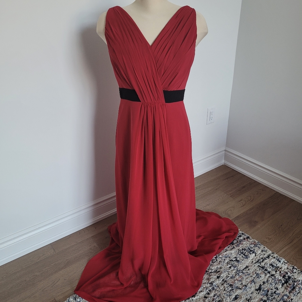 B2  Maxi Red Dress V neck size 12